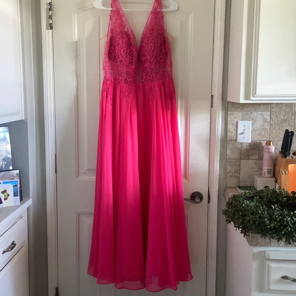 Cachet Formal Hot Pink Prom Dress. Size 14.